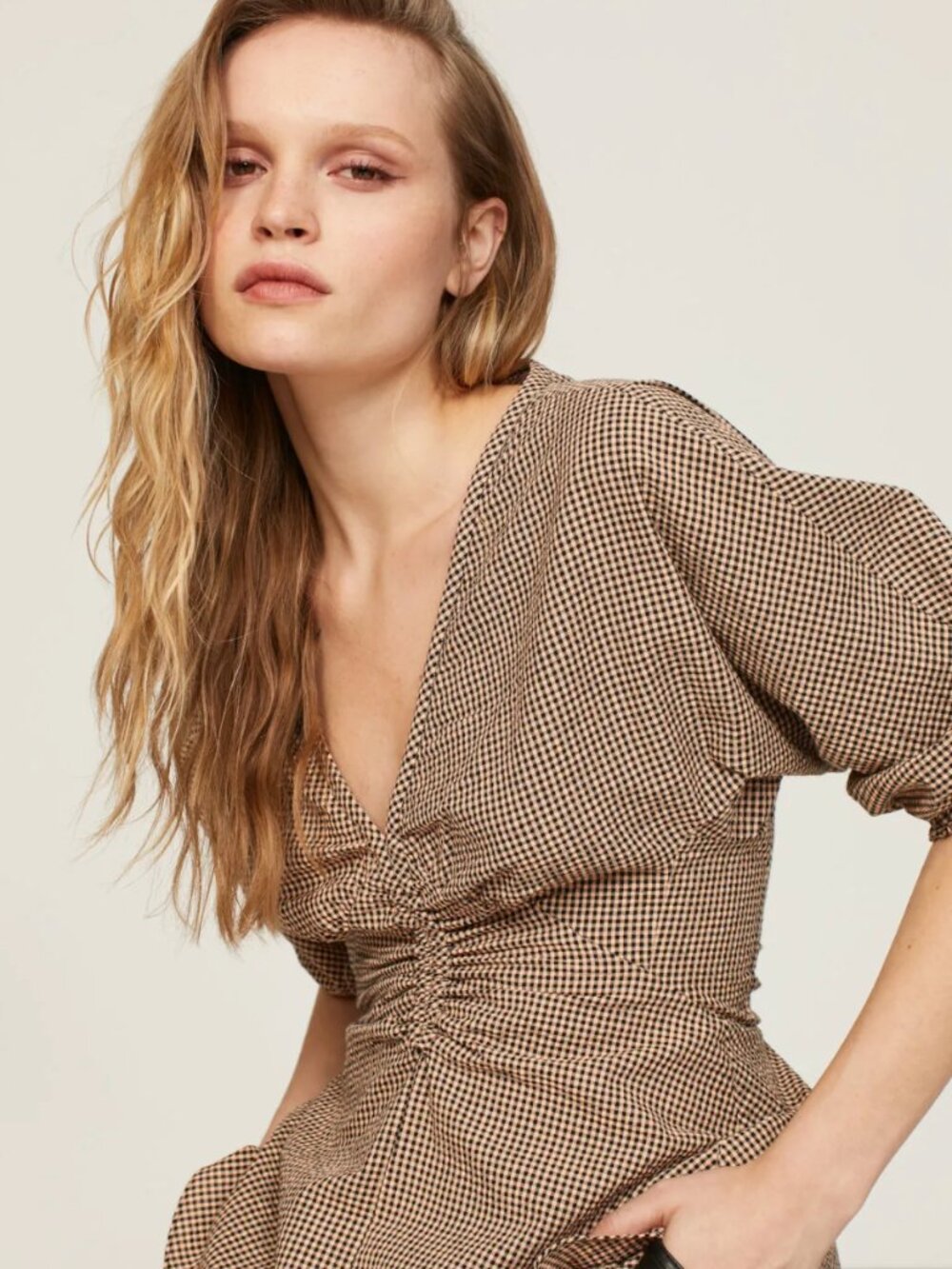 Proenza Schouler White Label Gingham Peplum Top - Size 10